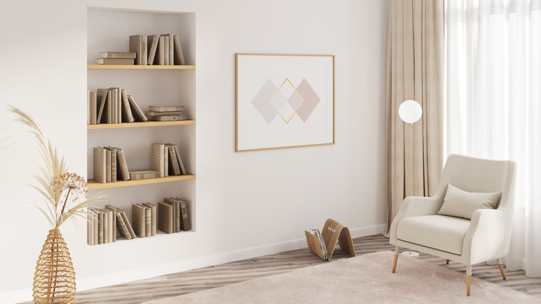 Bookshelf Wall Niche trong phòng khách hiện đại