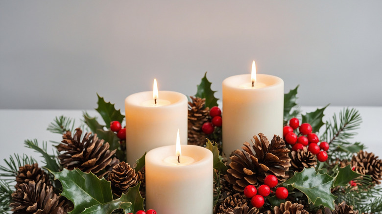 Vật trang trí trung tâm bàn tiệc Giáng sinh